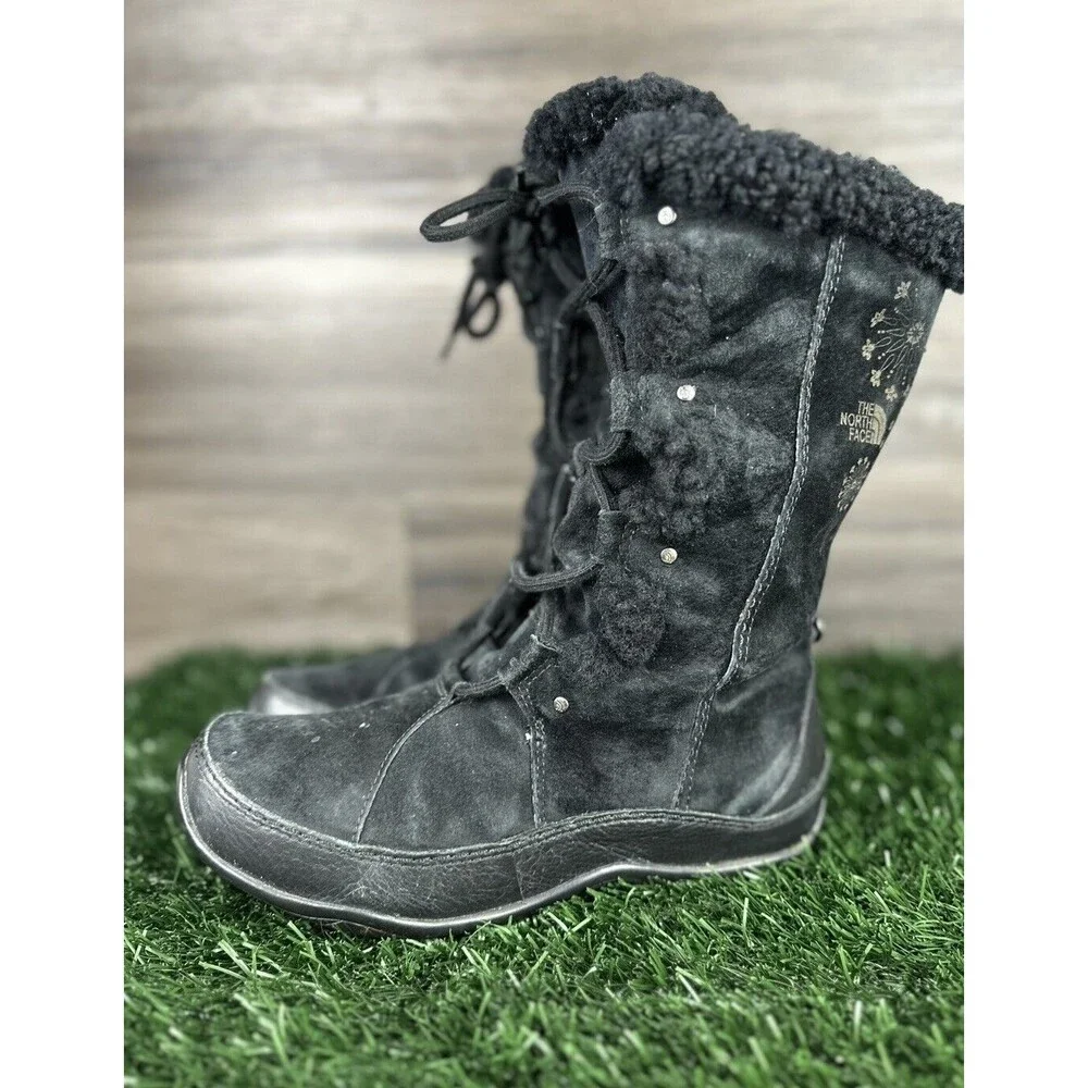 The North Face Boots‎ Size 8 Abby II Black Suede Faux Fur 200 Gram Waterproof